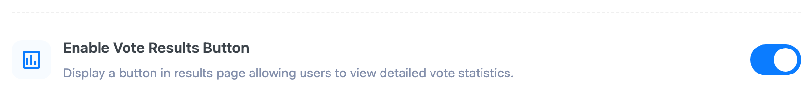The General tab showing the Enable Vote Results Button toggle, on
