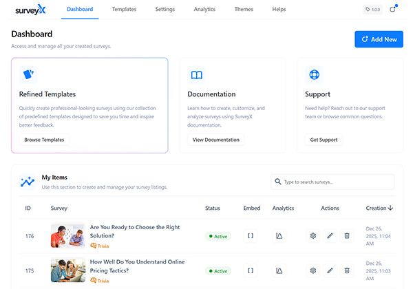 SurveyX Dashboard